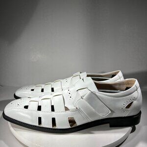 Stacy Adams Fisherman Mens Size 14 M Dress Sandals Shoes White Leather Weave SA